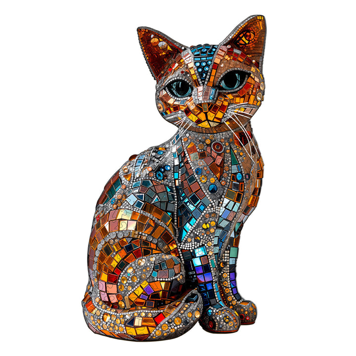 Vivid Mosaic Cat Wooden Jigsaw Puzzle
