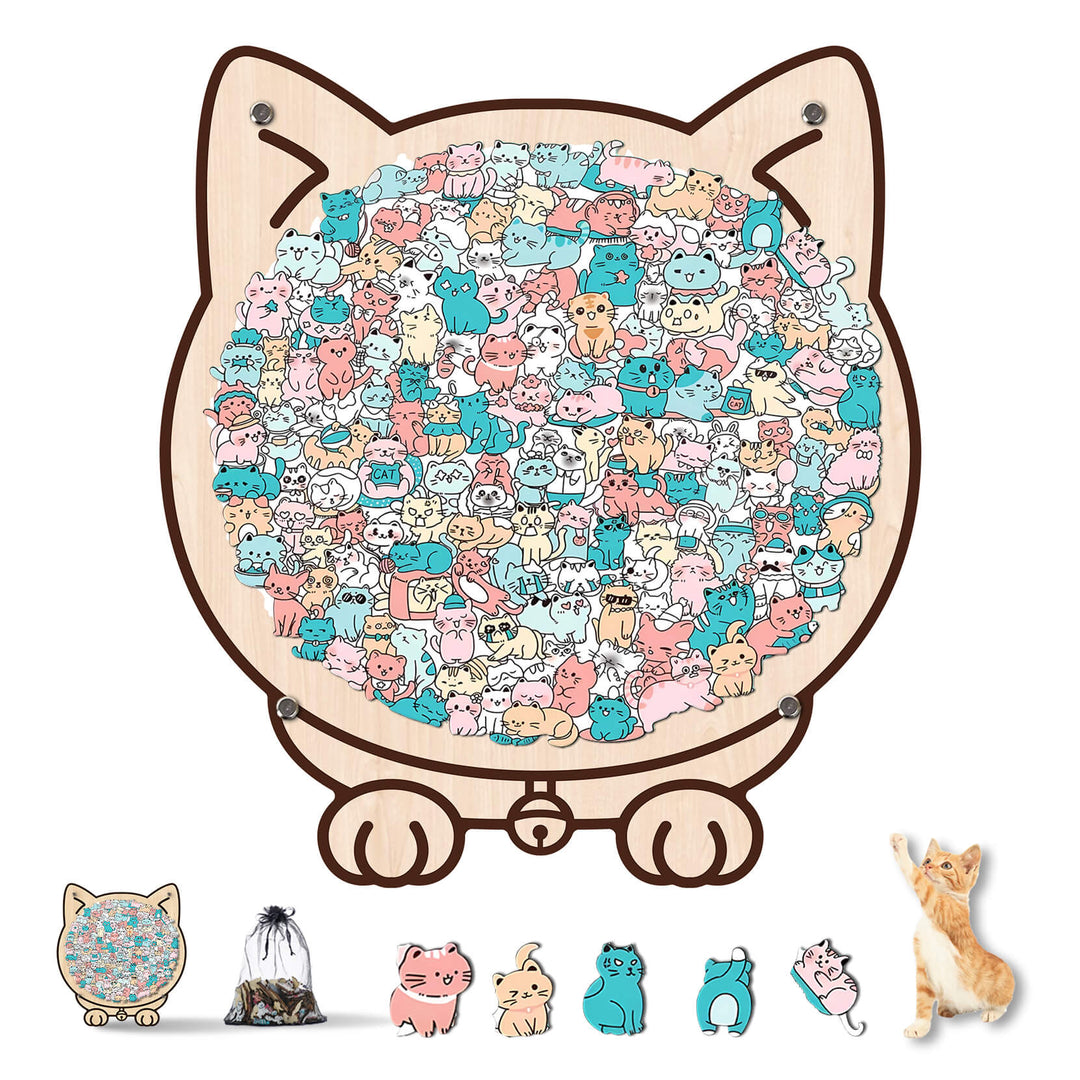 Morandi-Colored Cat/Dog Shaped Wooden Jigsaw Puzzle