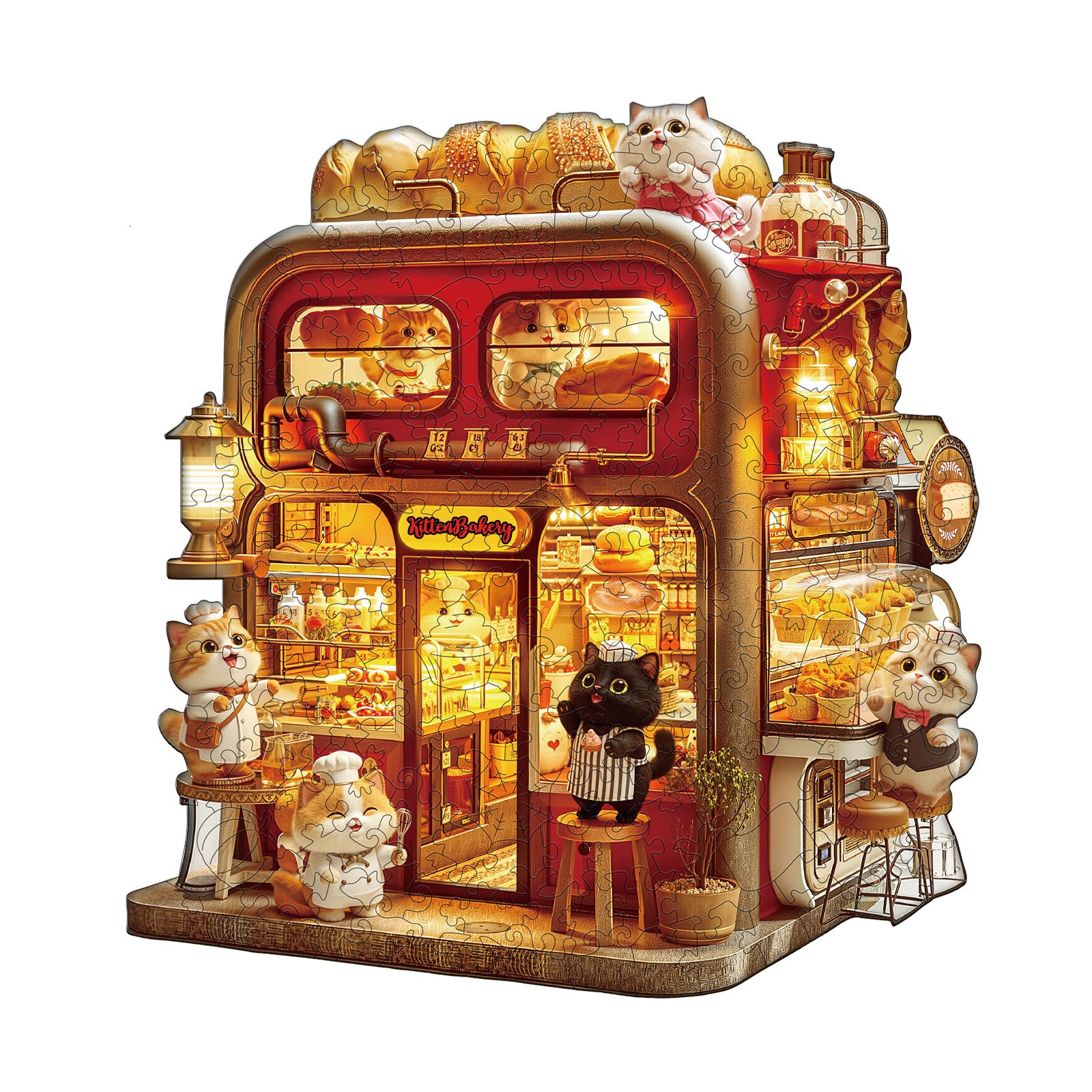 Kitten Bakery Wooden Jigsaw Puzzle