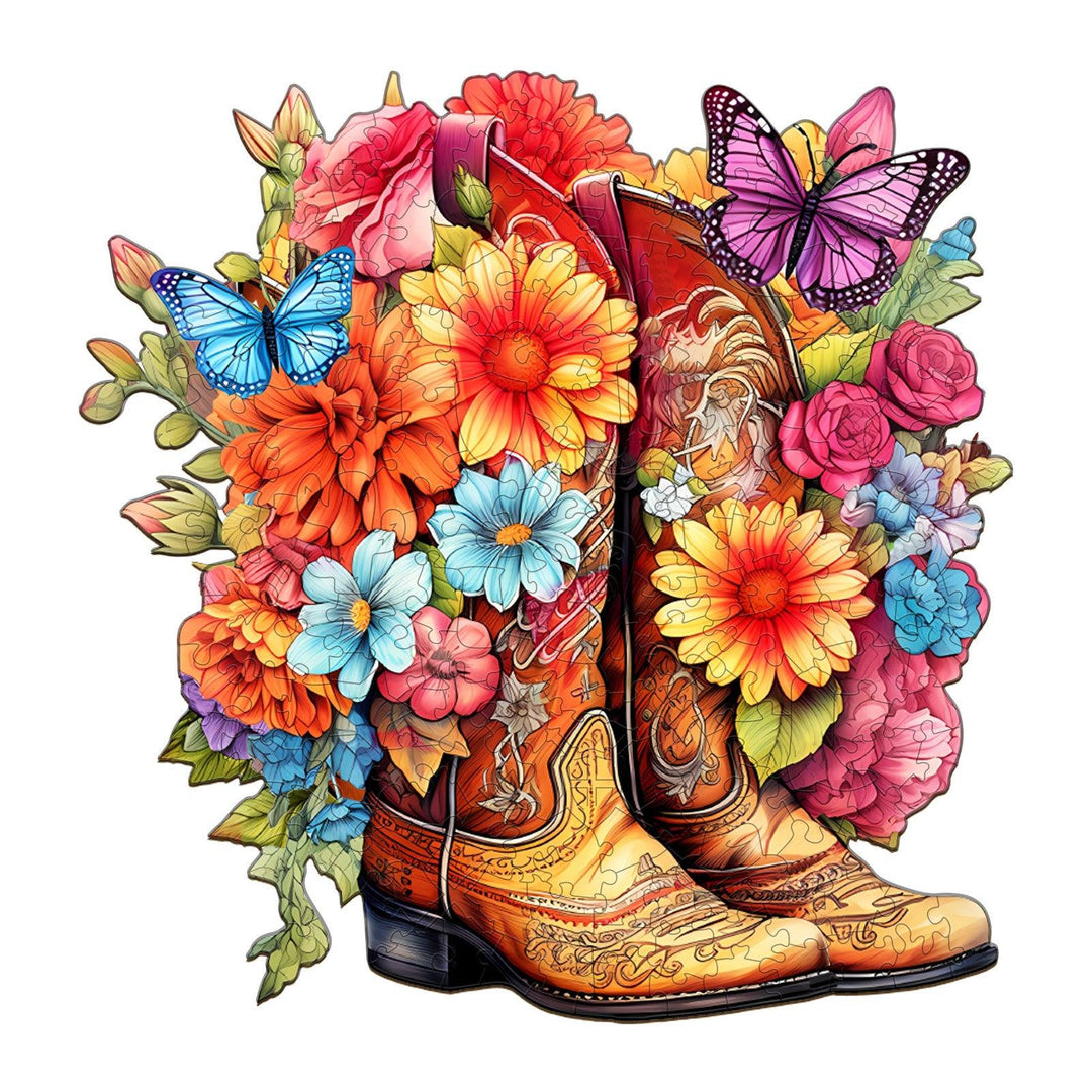 Cowgirl Boots Wooden Jigsaw Puzzle-Woodbests