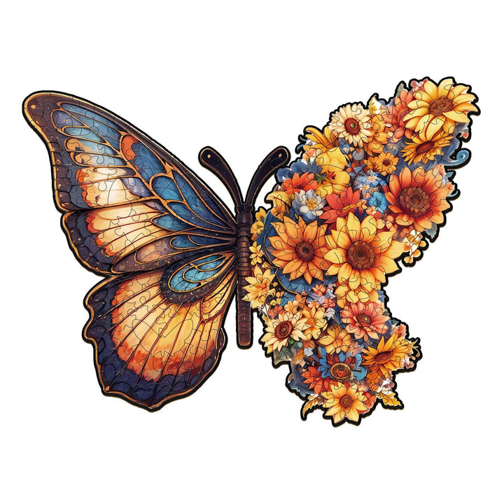 Butterfly Flower Wooden Jigsaw Puzzle-Woodbests