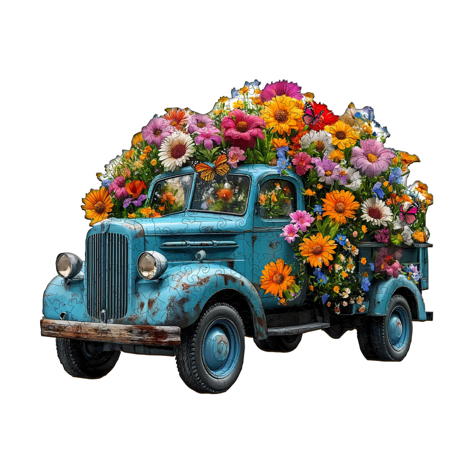 Puzzle en bois Camion de Fleurs