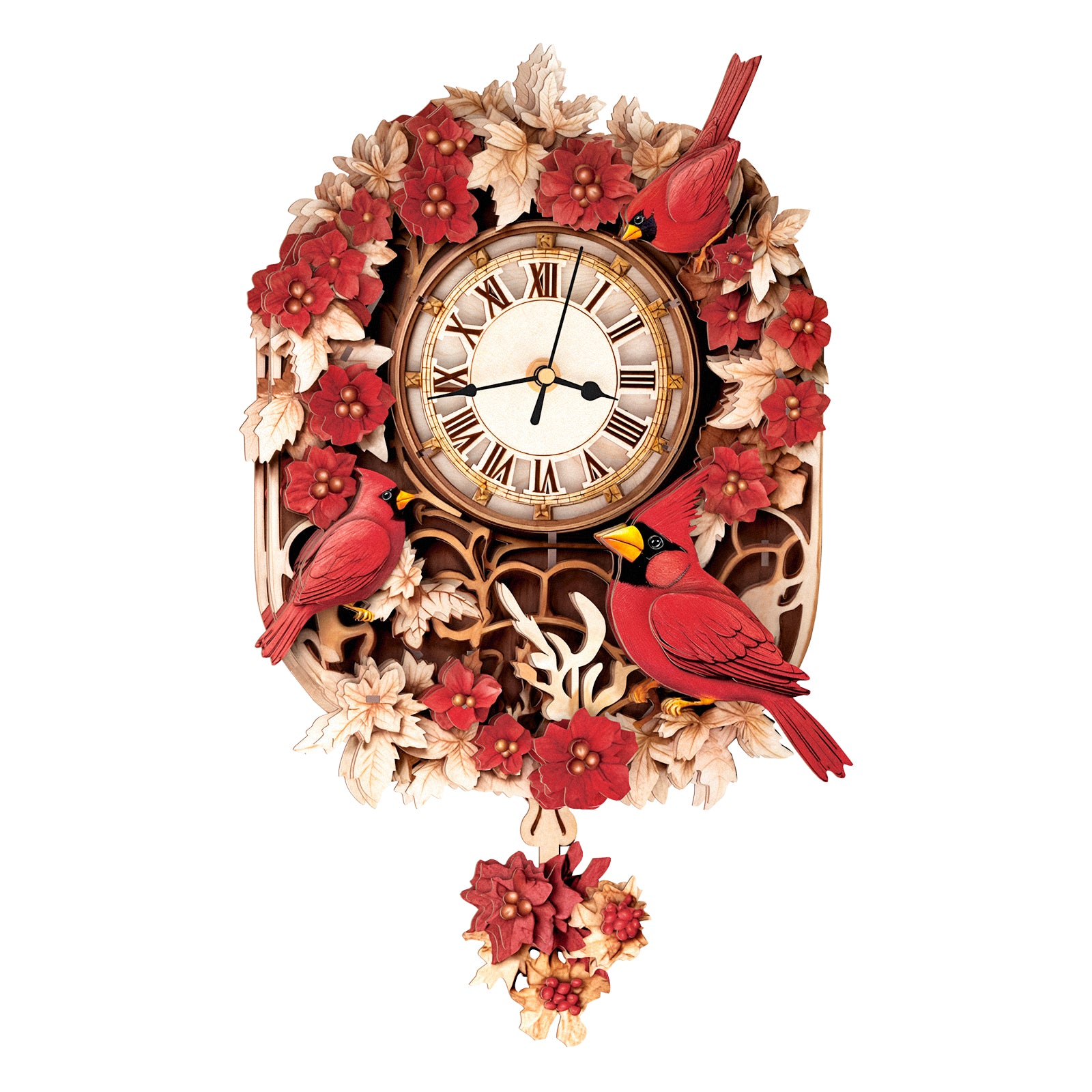 Cardinal– DIY Wooden Clock, 3D Puzzle Craft Kit