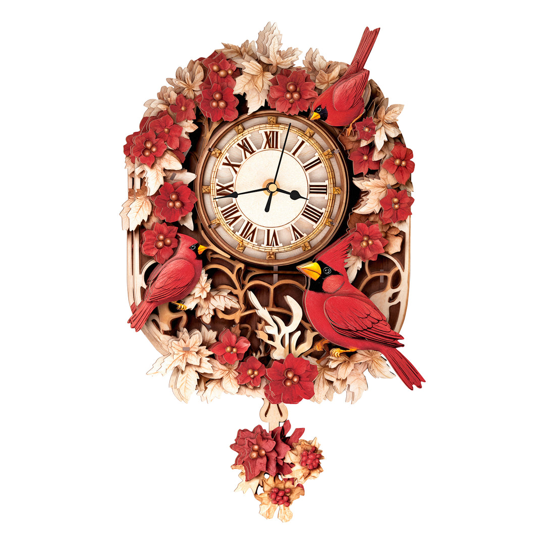Cardinal– DIY Wooden Clock, 3D Puzzle Craft Kit