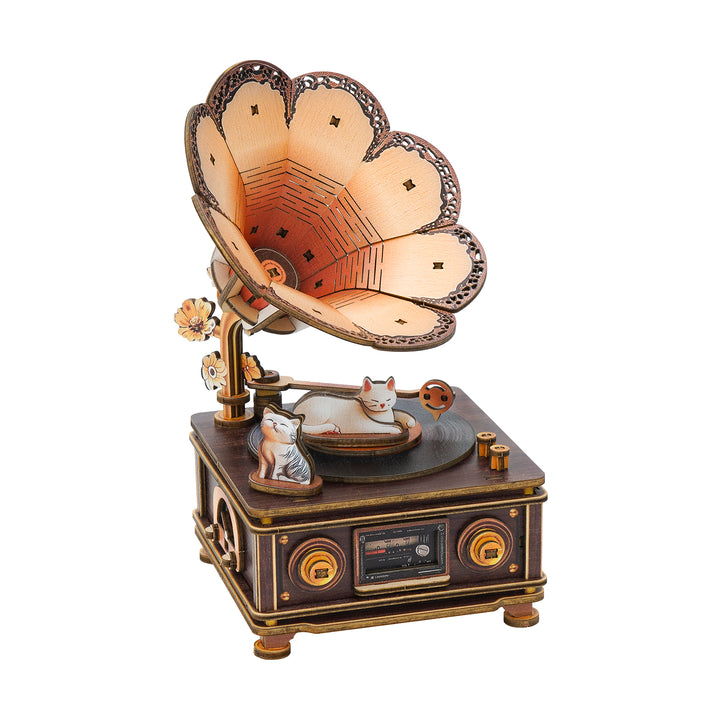 Nostalgic Cats – DIY Wooden Music Box, 3D Puzzle Craft Kit