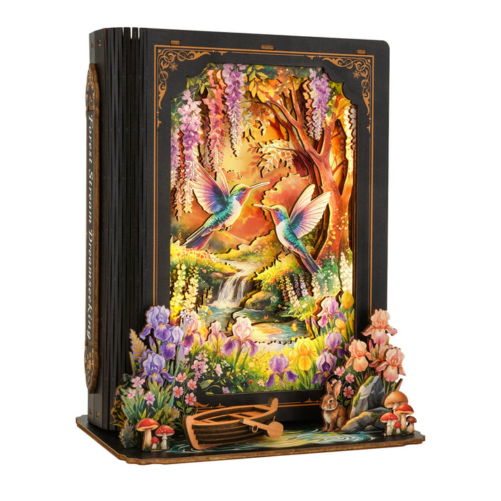 Forest Stream Dreamseeking – DIY Wooden Book Nook Lamp Craft Kit