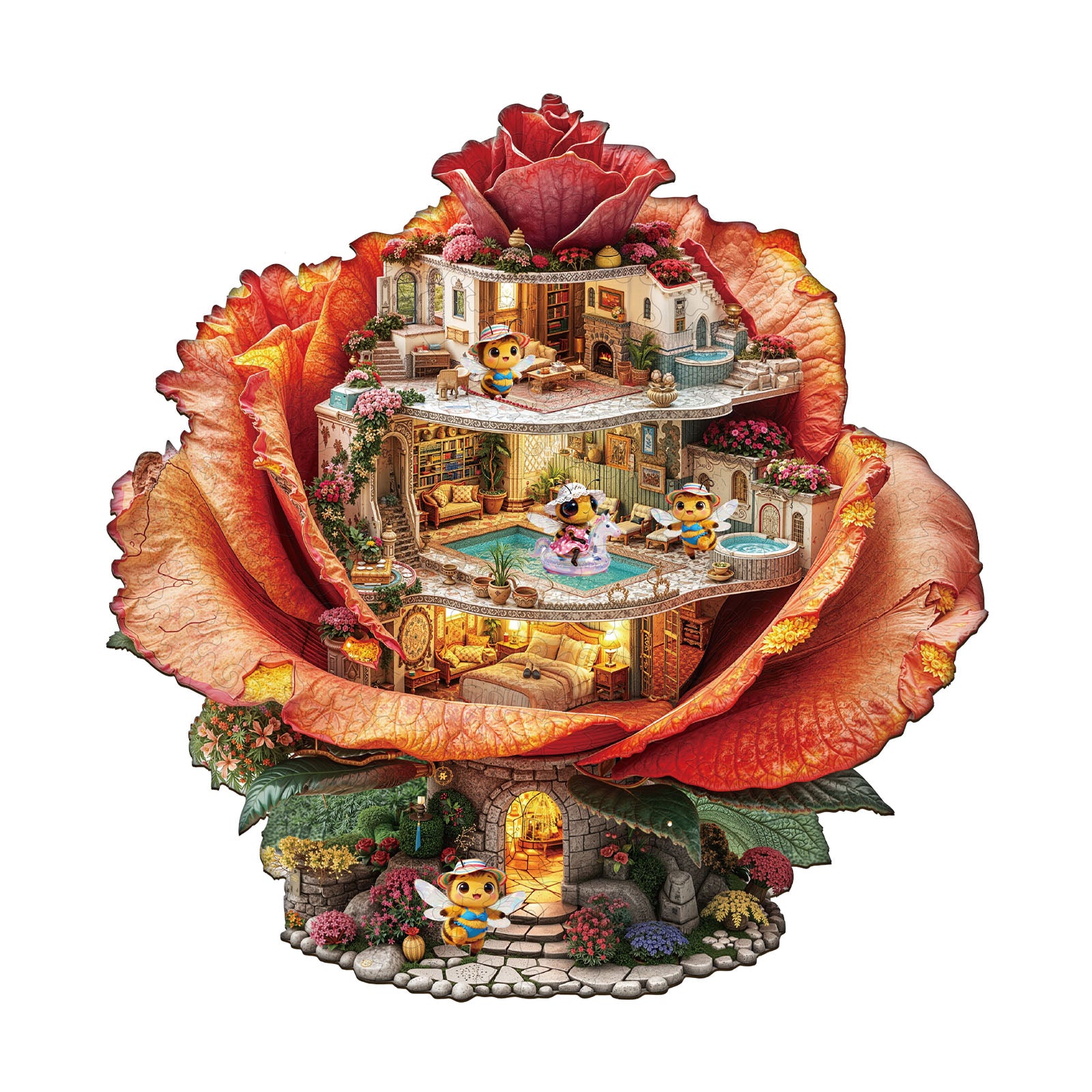 Puzzle en bois Auberge Rose