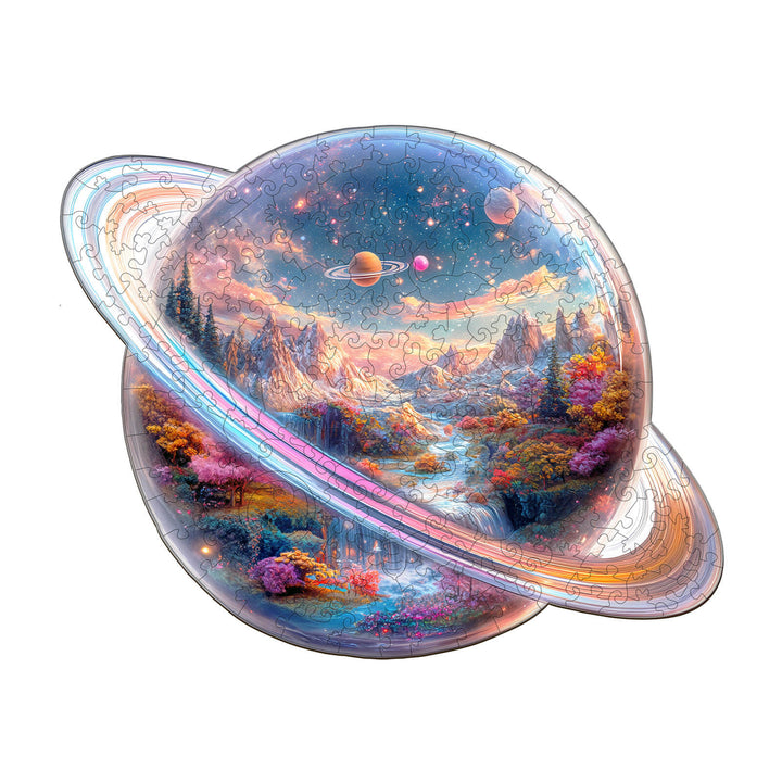 Rompecabezas de madera transparente de Saturno