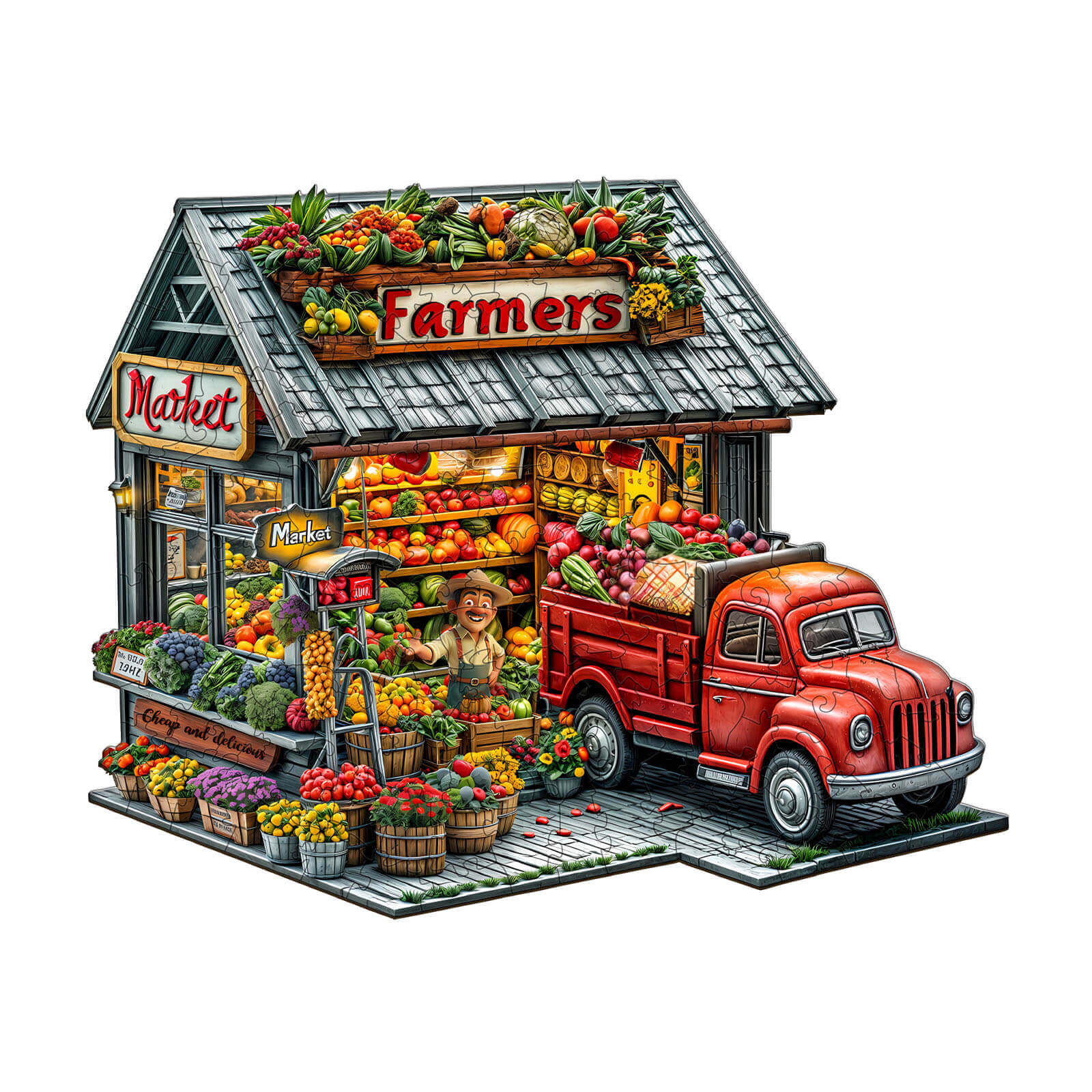 Farmers Market Wooden Jigsaw Puzzle