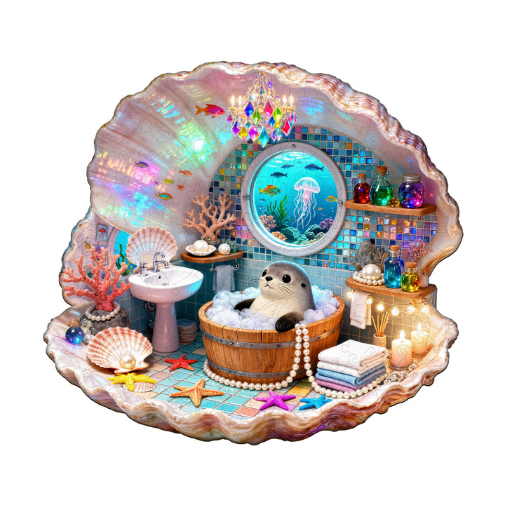 Bathing Seal Wooden Jigsaw Puzzle