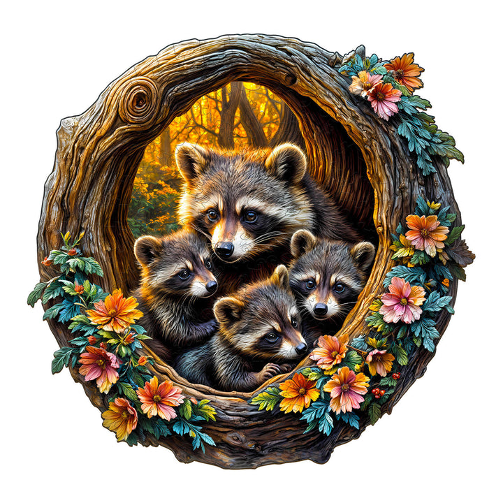 Raccoon Family Wooden Jigsaw Puzzle