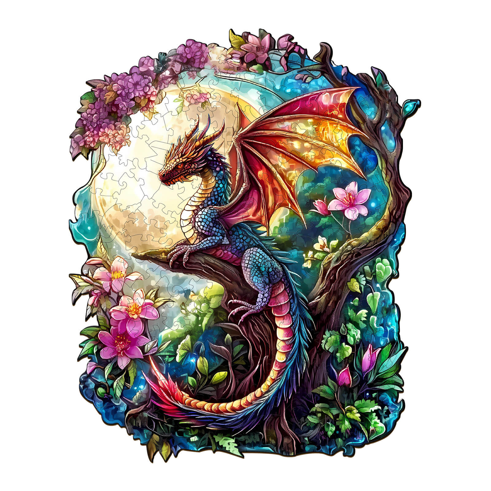 Dragon in Moonlight Wooden Jigsaw Puzzle