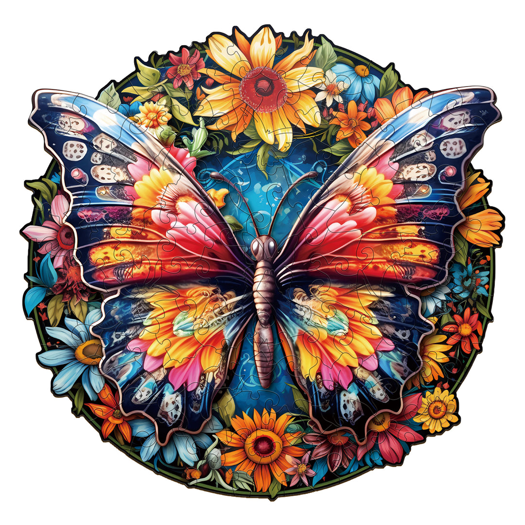 Butterflies And Sunflowers Wooden Jigsaw Puzzle-Woodbests