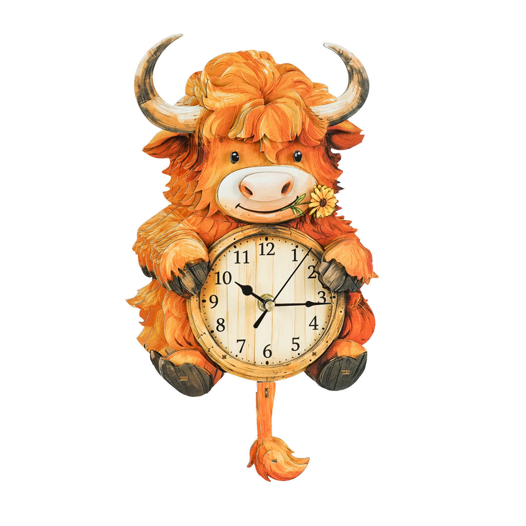 Highland Cattle – DIY Wooden Clock, 3D Puzzle Craft Kit