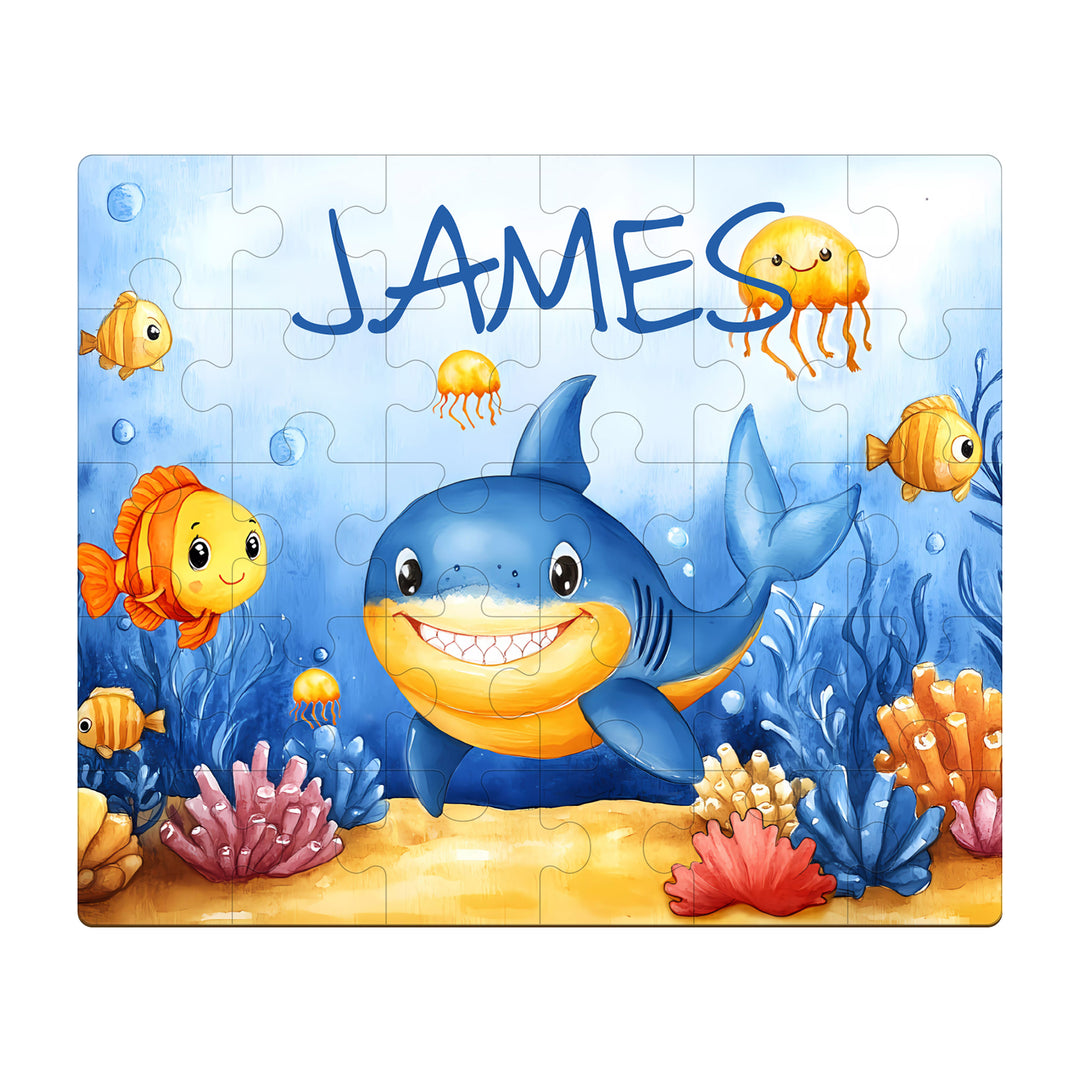 Ocean Friends - Children's Custom Name Wooden Jigsaw Puzzle - By Woodbests