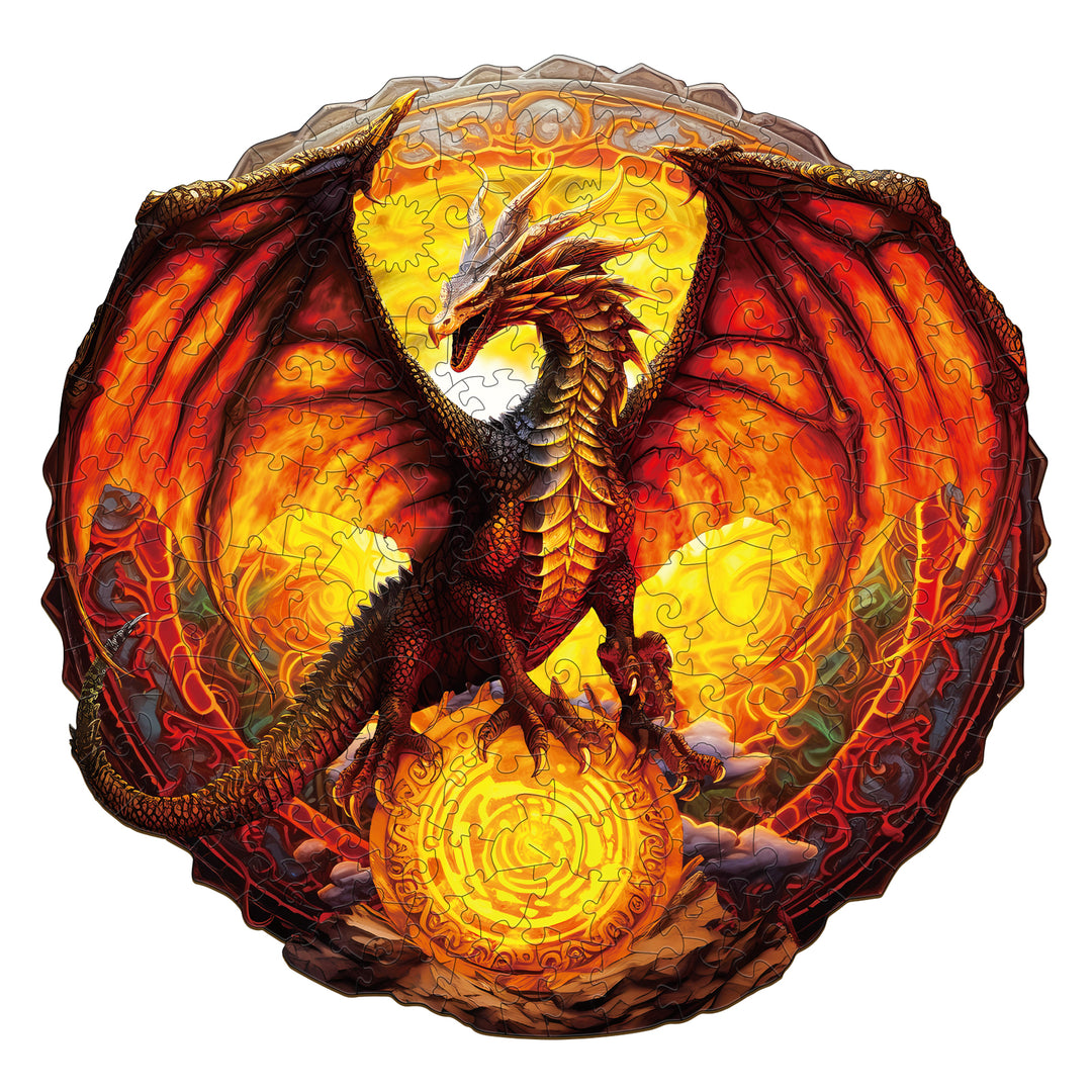 Fiery Dragon Wooden Jigsaw Puzzle-Woodbests