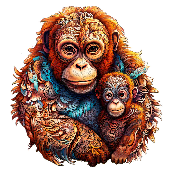 Orangutan Family Wooden Jigsaw Puzzle-Woodbests