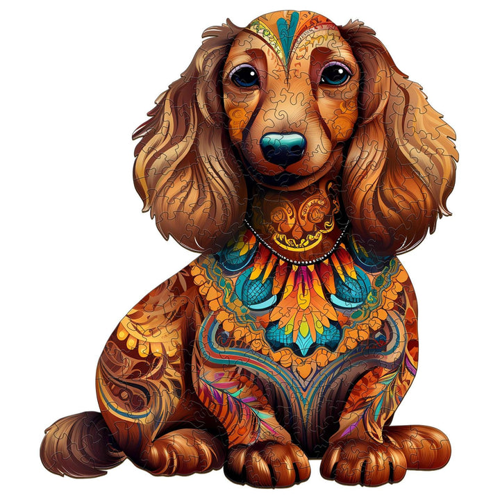 Long-haired Dachshund 2 Wooden Jigsaw Puzzle
