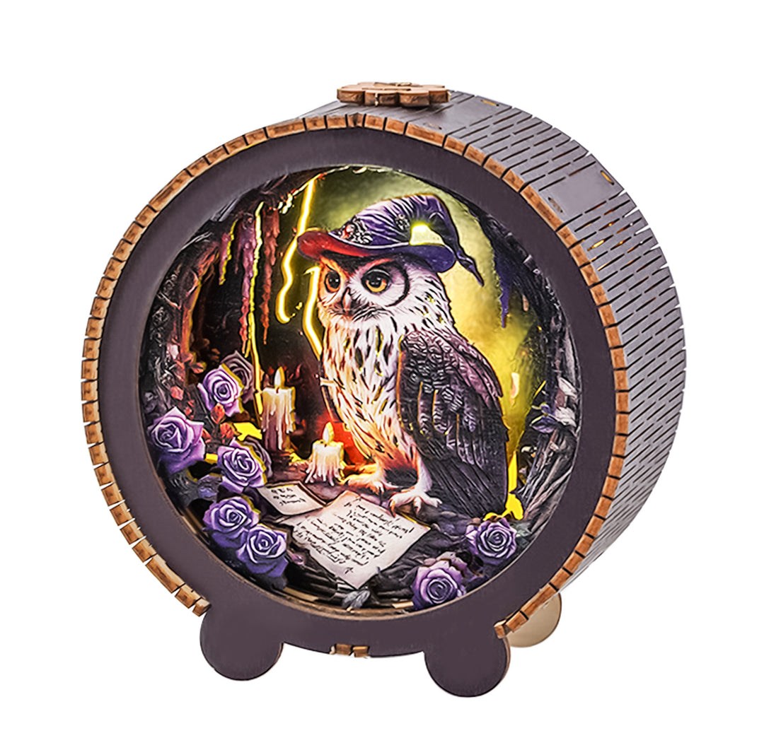 Owl Wizard Kit - 3D Wooden Puzzle Night Light - Woodbests