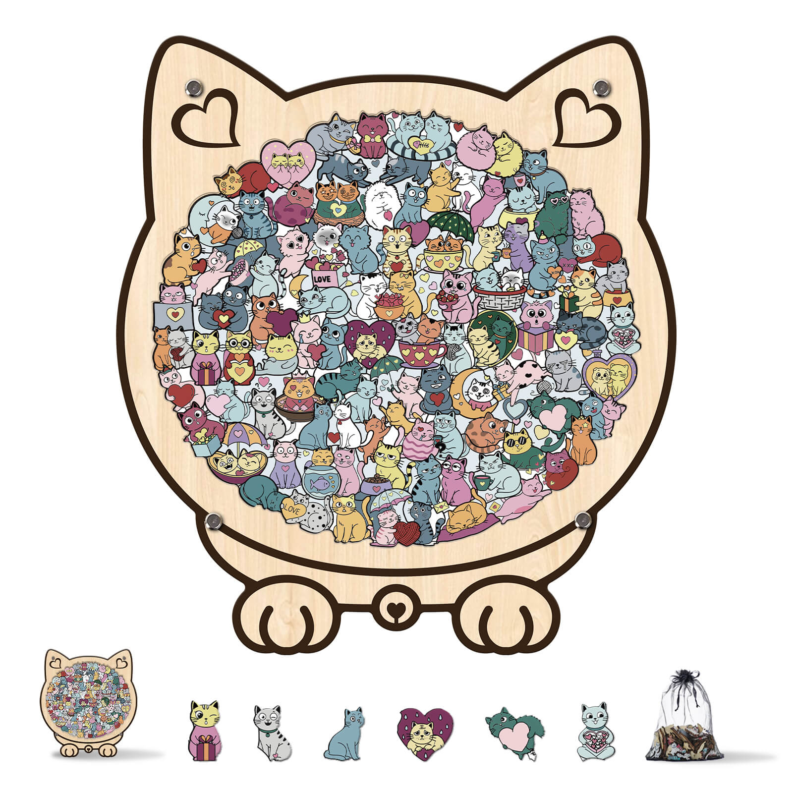 Puzzle en bois en forme de chaton mignon