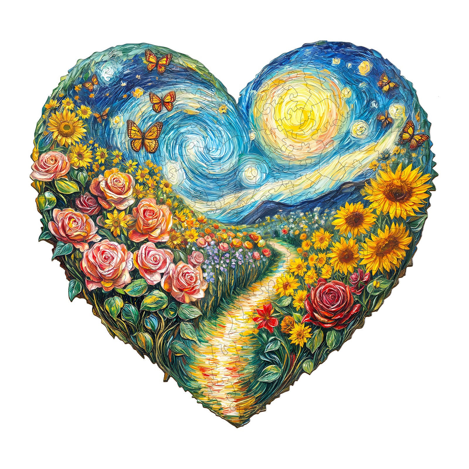 Heart-shaped Garden Wooden Jigsaw Puzzle