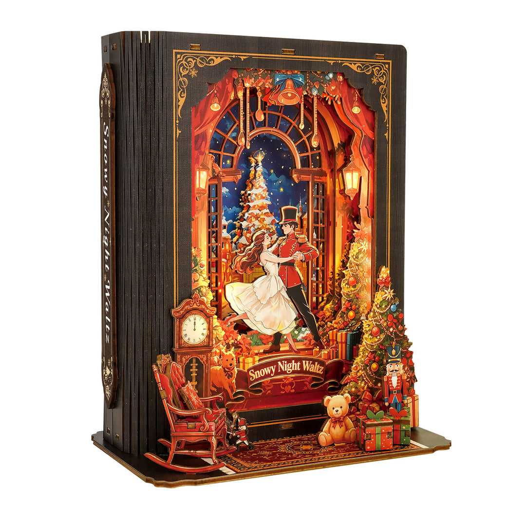 Snowy Night Waltz – DIY Wooden Book Nook Lamp Craft Kit