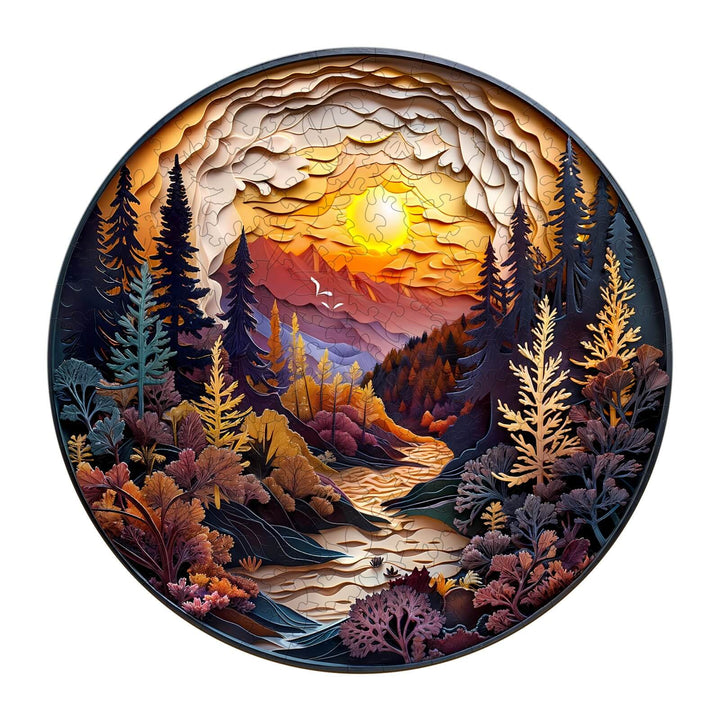 3D Sunset Forest Wooden Jigsaw Puzzle