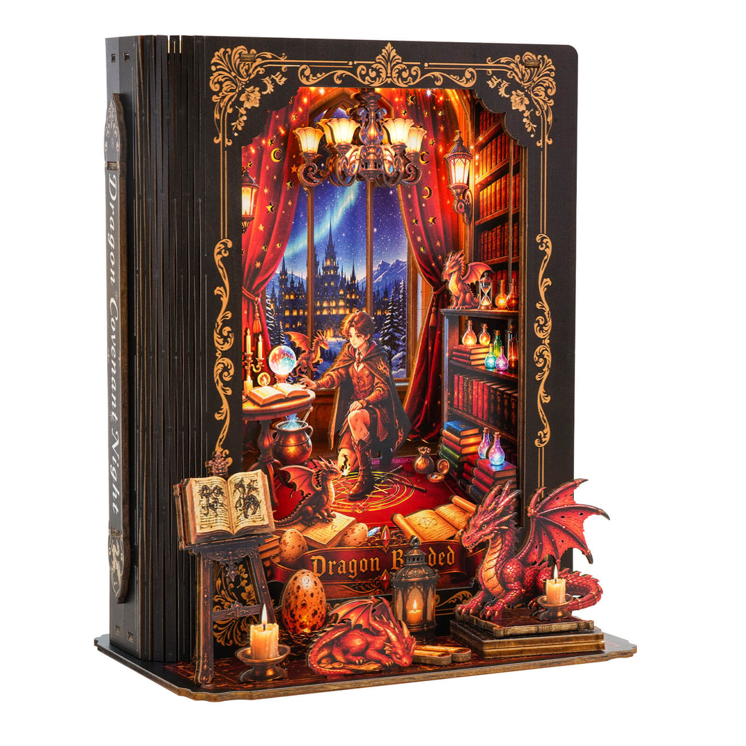 Dragon Covenant Night – DIY Wooden Book Nook Lamp Craft Kit