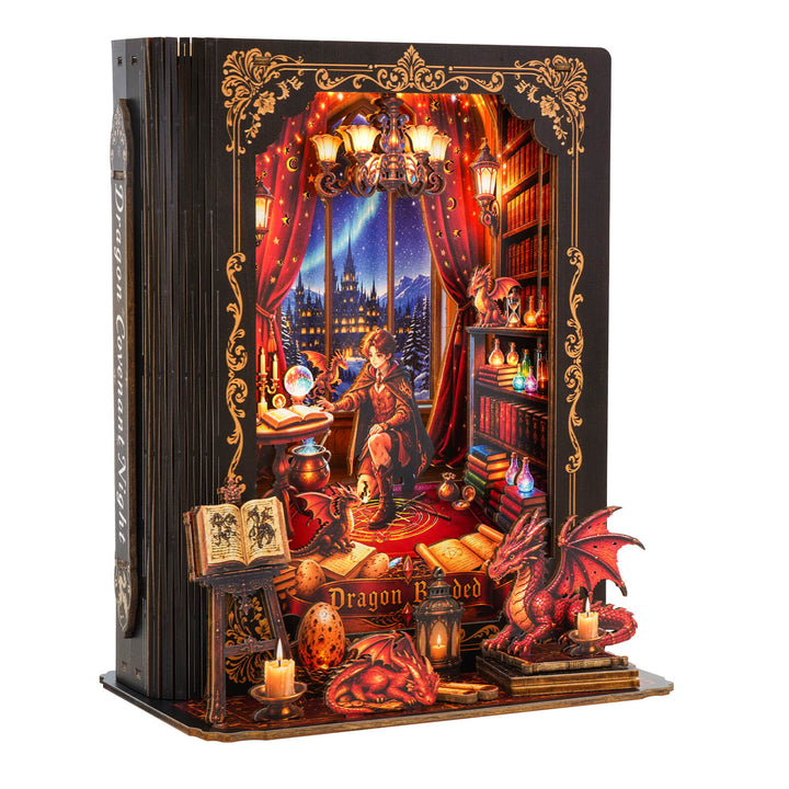 Dragon Covenant Night – DIY Wooden Book Nook Lamp Craft Kit