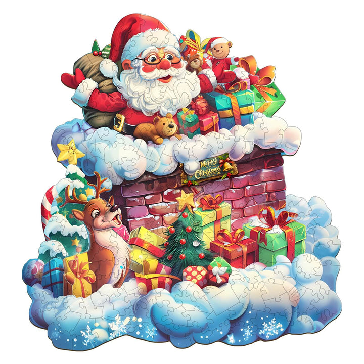 Santa Claus in the Chimney-1 Wooden Jigsaw Puzzle