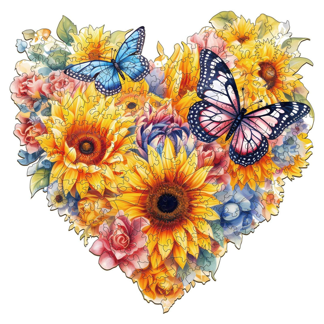 Sunflowers And Butterflies Wooden Jigsaw Puzzle