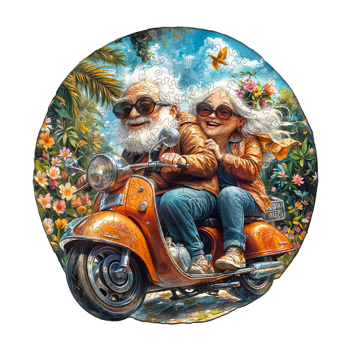 Motorrad Granny-2 Holz-Puzzlespiel