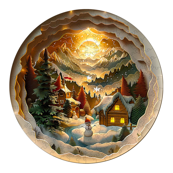 3D Christmas Village-2 Wooden Jigsaw Puzzle - Woodbests