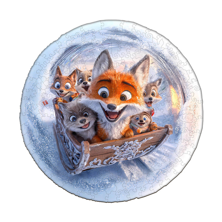 3D Sleigh Fox Wooden Jigsaw Puzzle