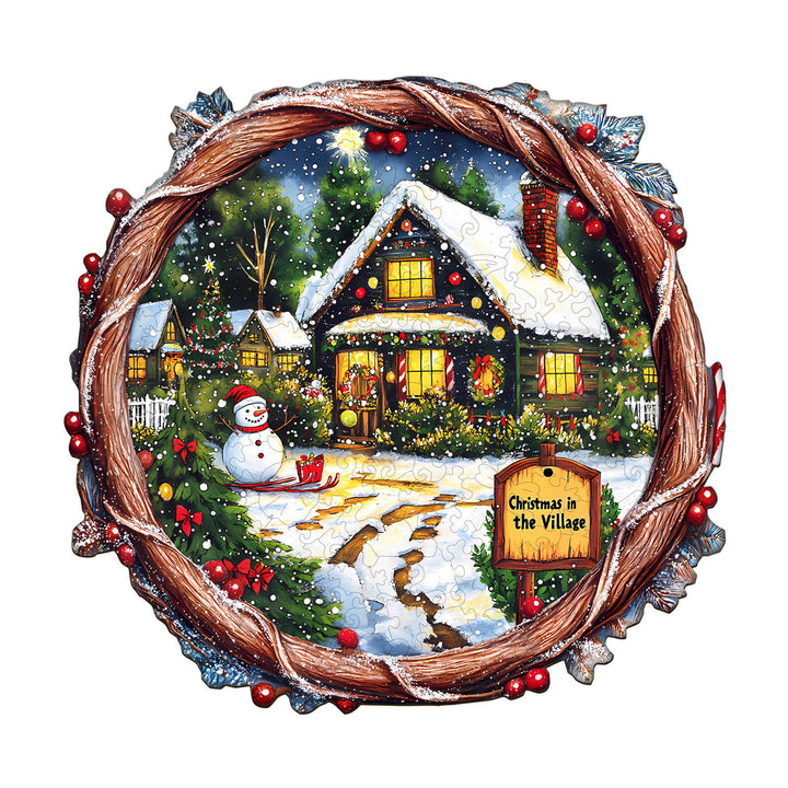 Christmas in the Village Wooden Jigsaw Puzzle