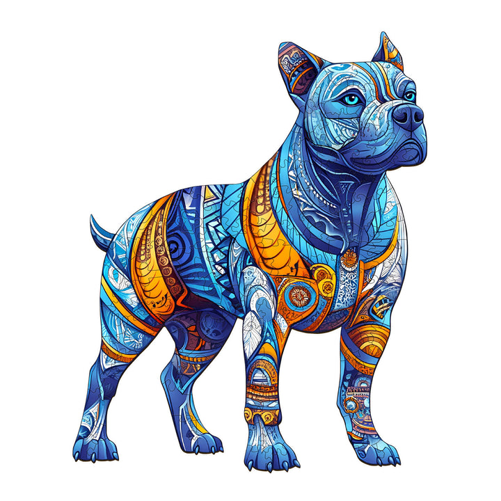 Colorful Pitbull-2 wooden jigsaw puzzle design