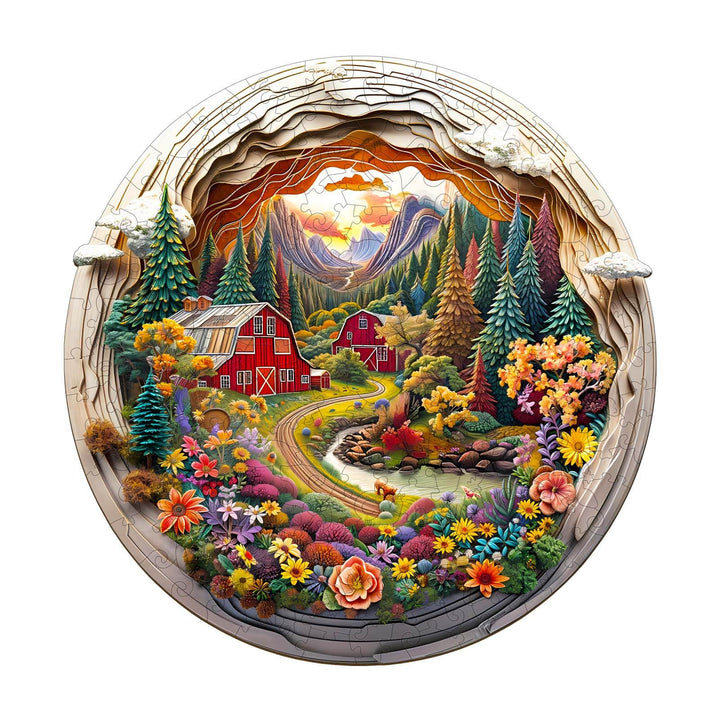 Puzzle en bois de ferme 3D