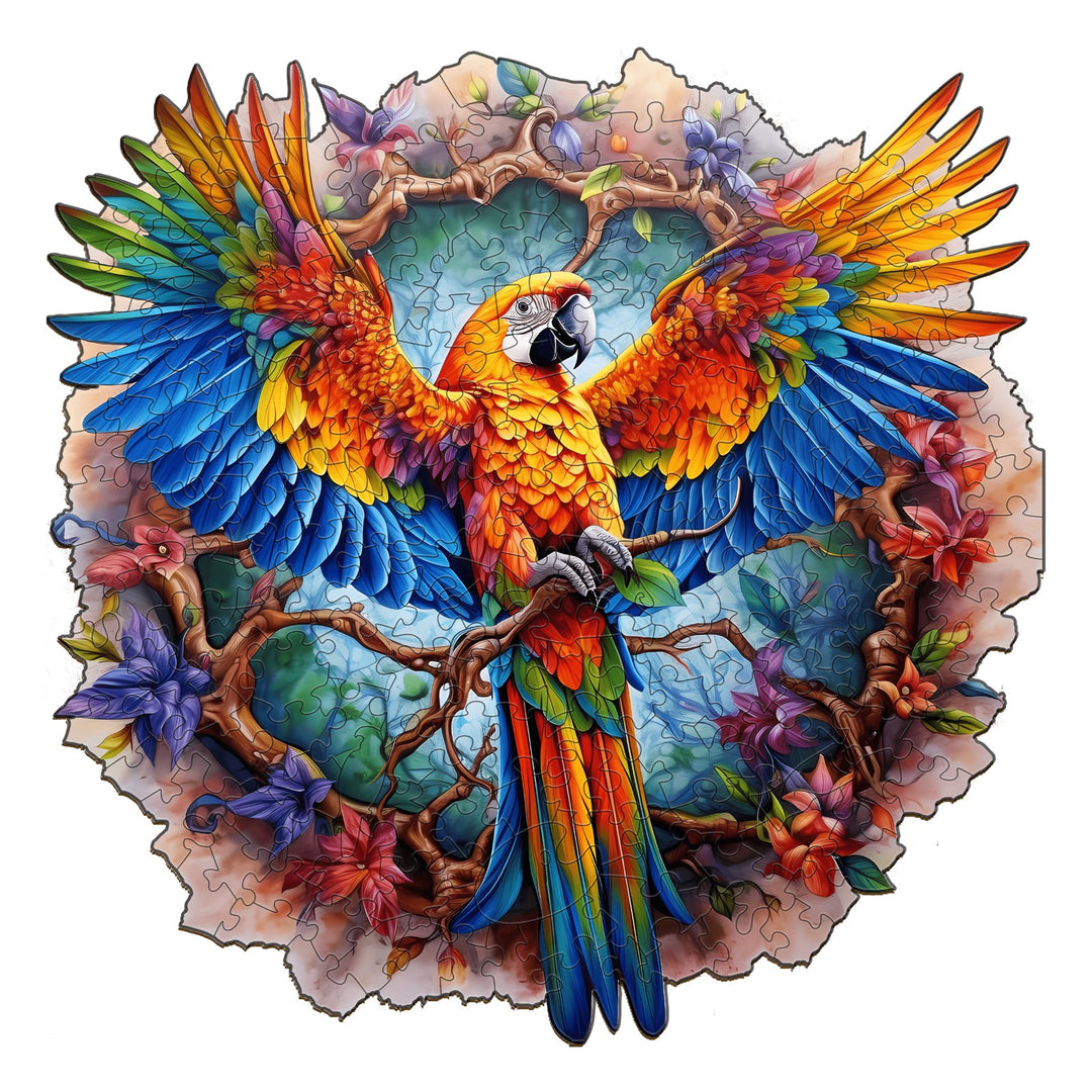 Lively Parrot Wooden Jigsaw Puzzle-Woodbests