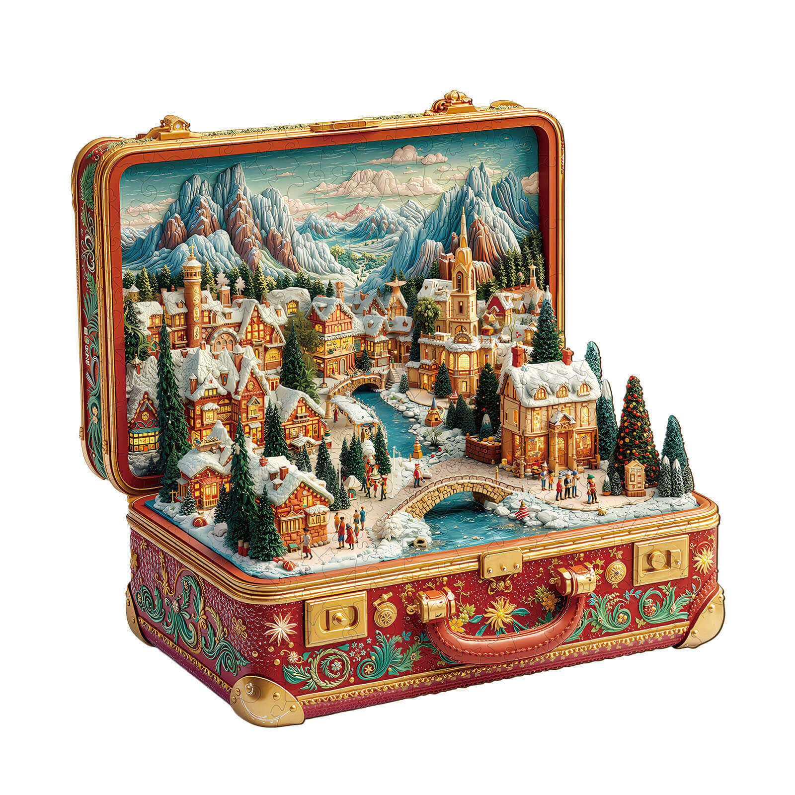 Suitcase Scenery-Christmas Wooden Jigsaw Puzzle