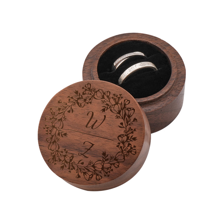 Personalized Wooden Double Setting Wedding Ring Box