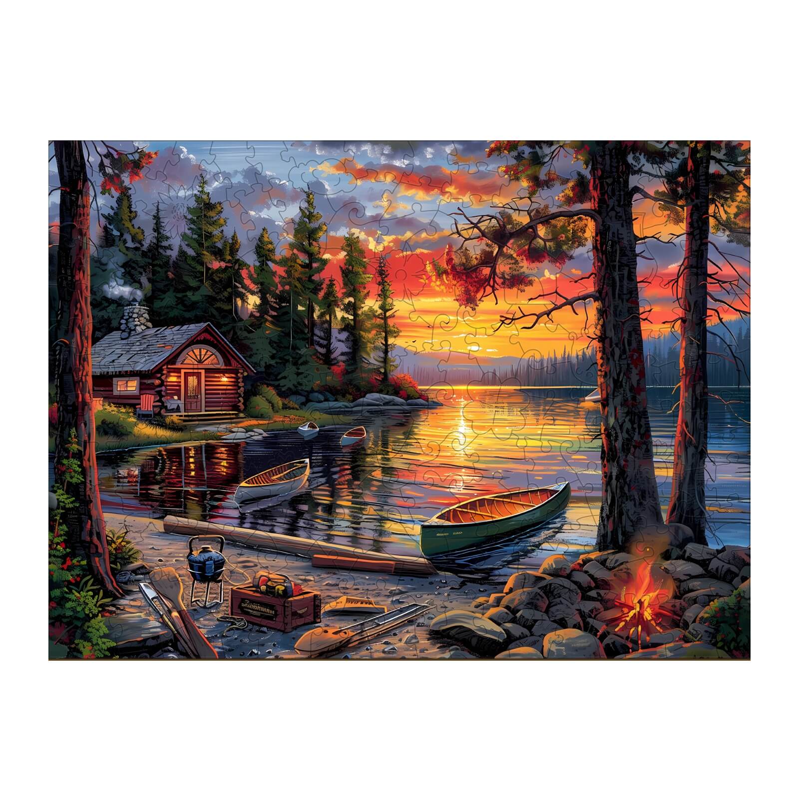 Canoe Lake-1 Wooden Jigsaw Puzzle