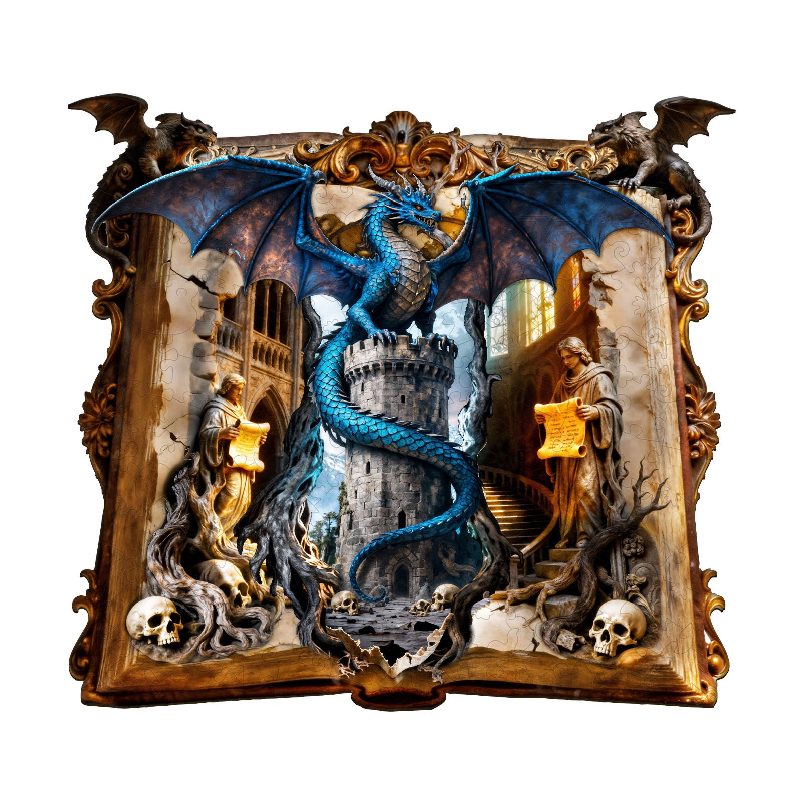 Tower Dragon Story Wooden Jigsaw Puzzle