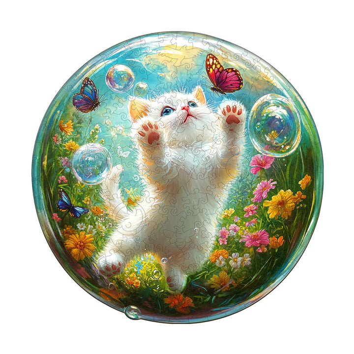 Bubble Cat-2 Wooden Jigsaw Puzzle
