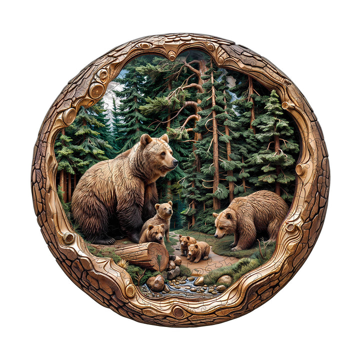 Wald Bären Familie Holzpuzzle