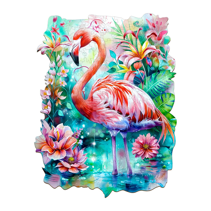 Flamingo-Holzpuzzle