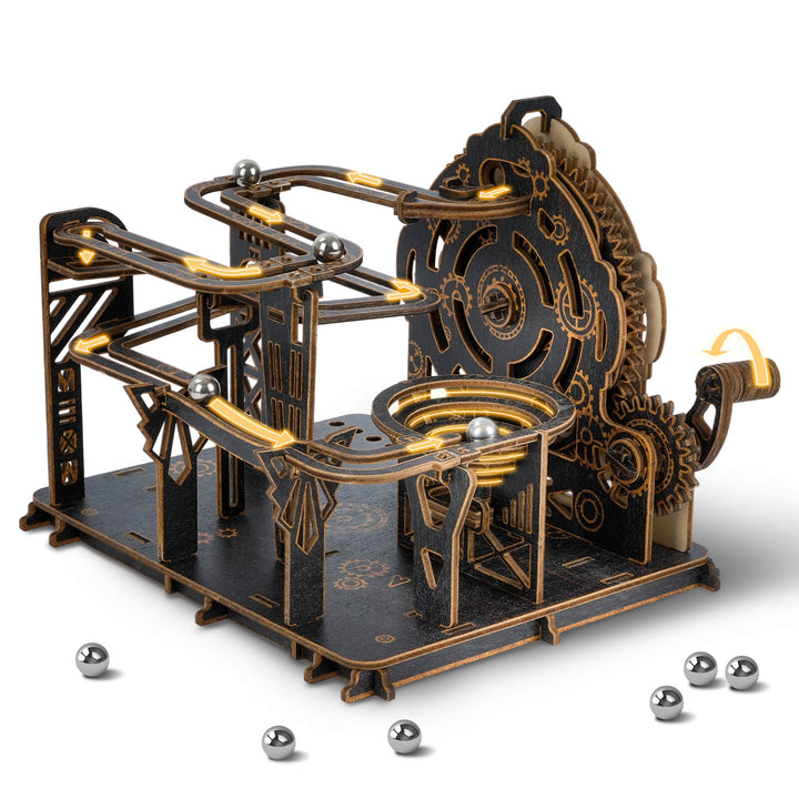 Dark Wood 3D Ball Run – DIY Wooden Track Kit