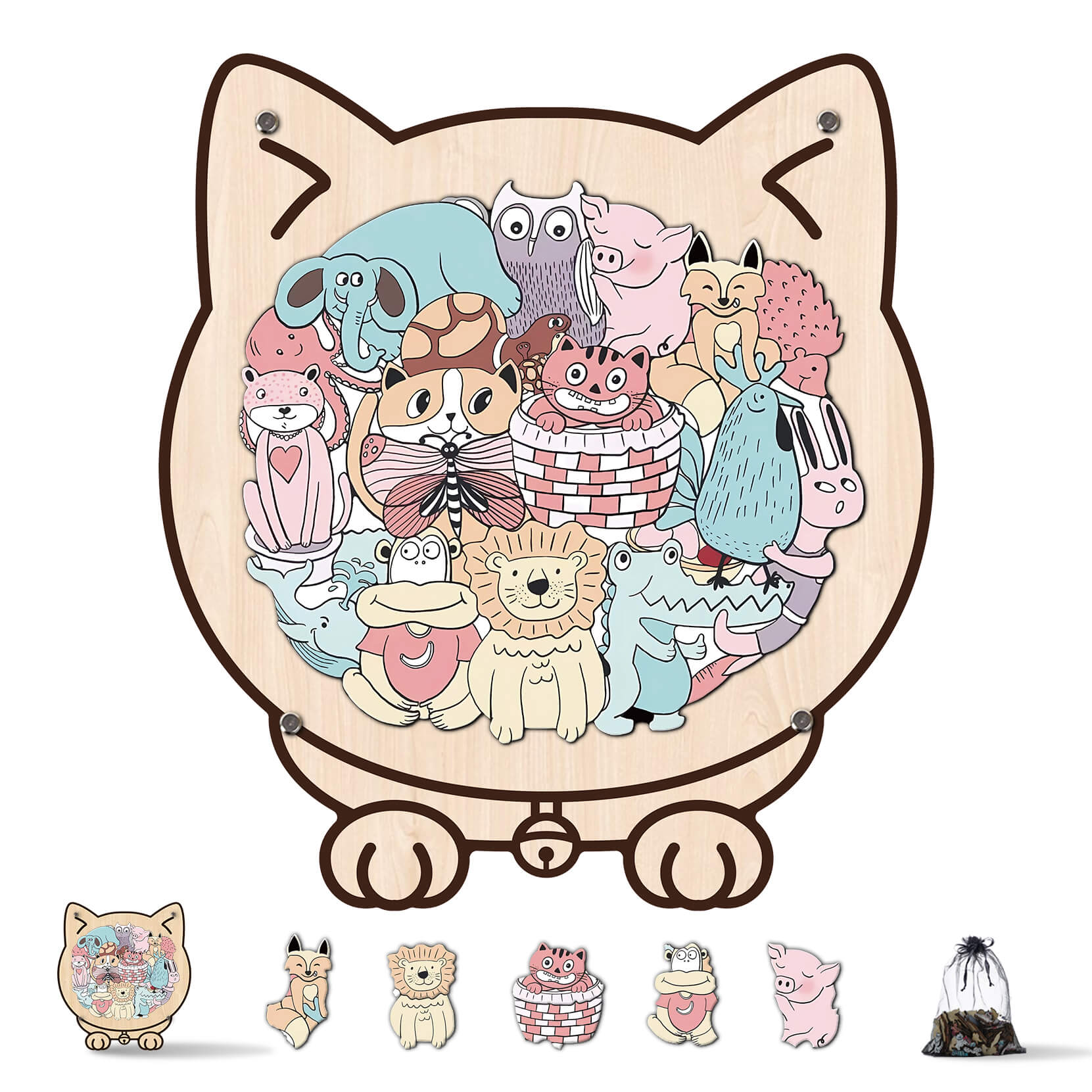 Puzzle en bois en forme d'animal mignon pour bébé