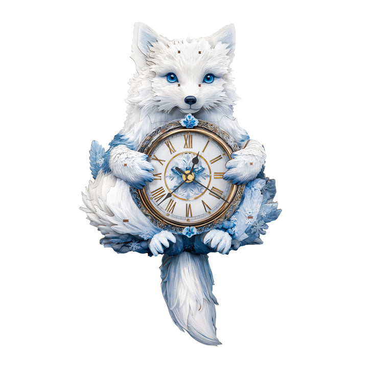 Arctic Fox– DIY Wooden Clock, 3D Puzzle Craft Kit