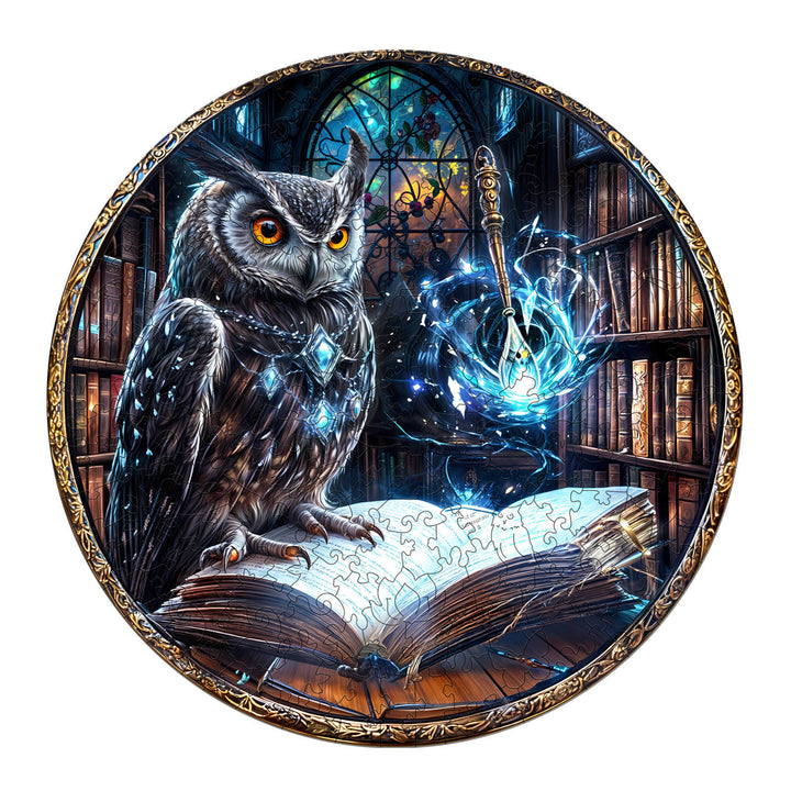 Library Owl Wooden Jigsaw Puzzle