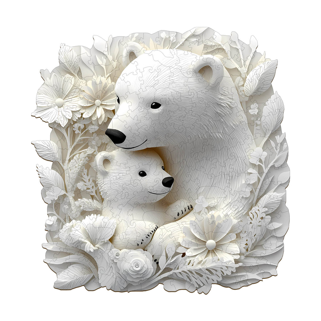 3D Parent Child Polar Bear Wooden Jigsaw Puzzle